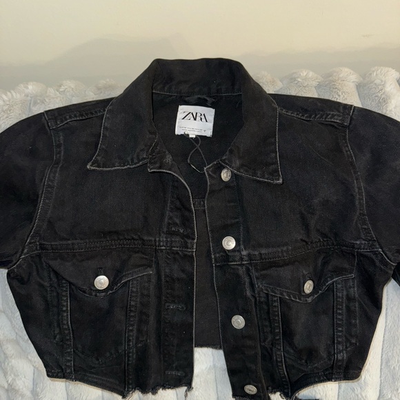 Zara black jean jacket w/ matching pants - Picture 5 of 9